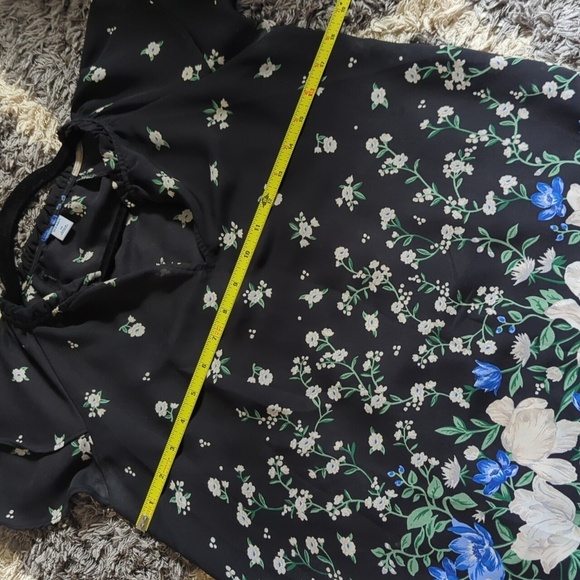 High-Neck Ruffle-Trim Georgette Top for Women Floral Print Size XS - Picture 7 of 8